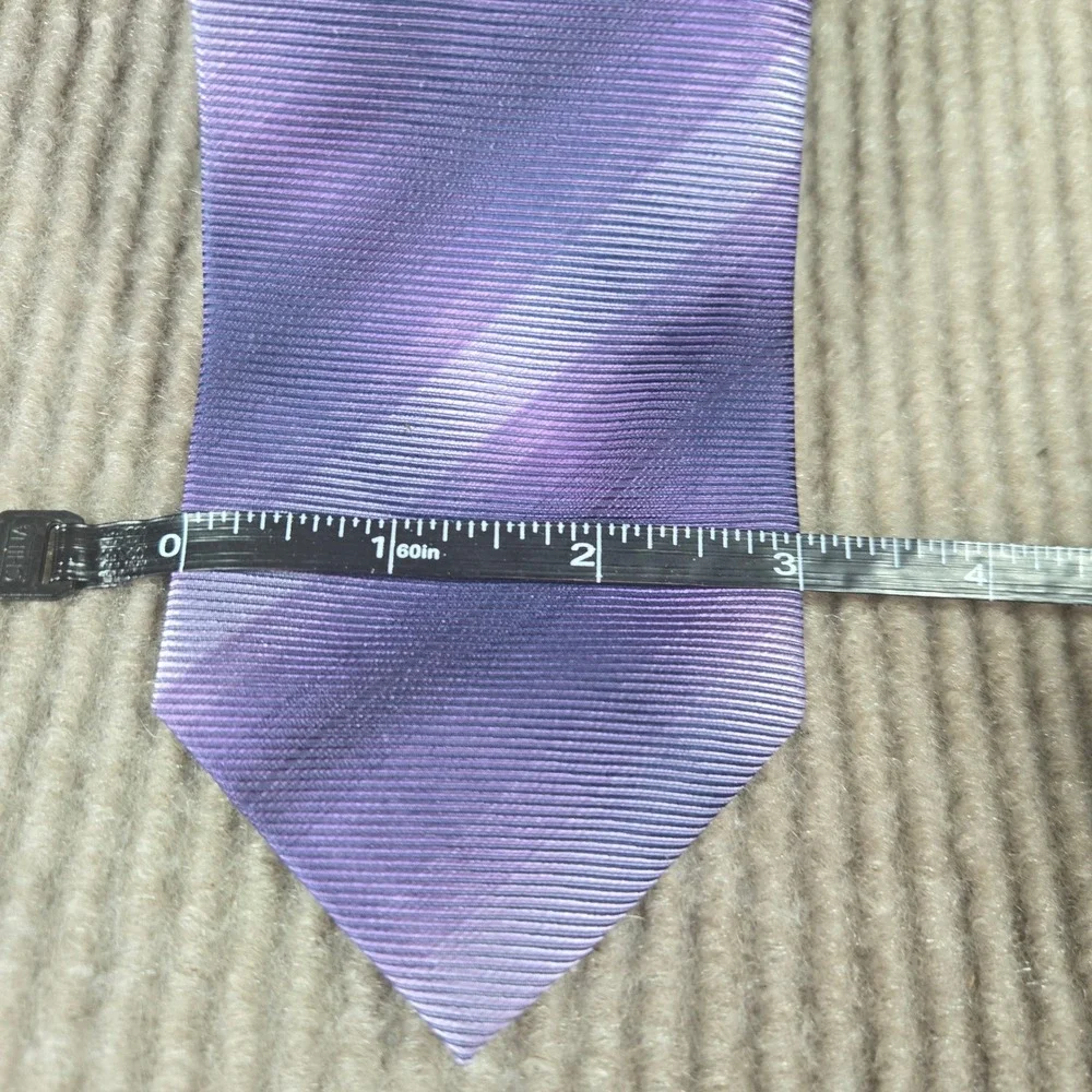 Marc Anthony Mens Purple Ribbed Striped 100% Silk Necktie